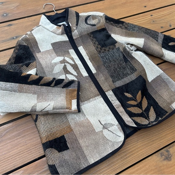 Coldwater Creek Fall zip up jacket petite Large leaf print 🍂 - Picture 7 of 12